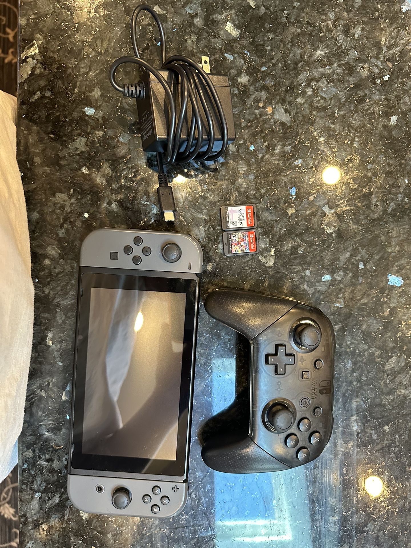 Nintendo Switch Grey With Pro Controller And 2 Games 