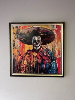 Large Framed Day of the Dead Wall Art 37” x 37”