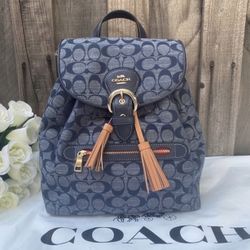 NWT Coach Kleo Backpack In Signature Chambray c8162