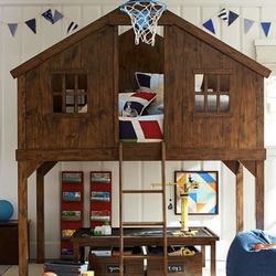 Pottery Barn Tree House Bunk Bed With Mattress Twin Size , Stern and foster Pillow Top Included 