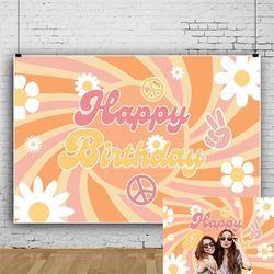 Groovy Birthday Party Decorations Groovy Happy Birthday Backdrop Hippie Daisy Flower One Two Groovy Birthday Background For Photography Cake Table Ban