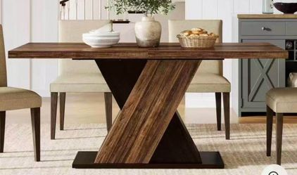 55" Dining Table, Wood Kitchen Dinner Table for 4-6 No chairs included