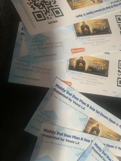Tengo 8tickets para el concierto de Maldy plan b 30 dollars cada ticket inbox me