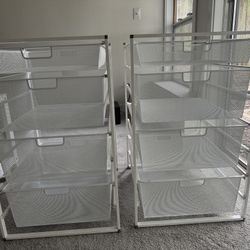 Set Of 2 Elfa Steel Storage Drawers White Like New