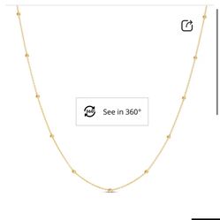 14k Gold Beaded Chain Necklace 