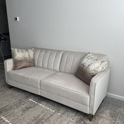 Ivory Suede Love Seat 