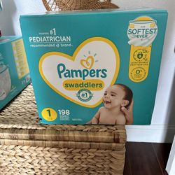 Pampers Swaddlers Diapers, Size 1, 198 Count 
