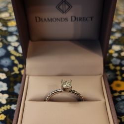 Princess Cut Size Seven White Gold Engagement Ring 