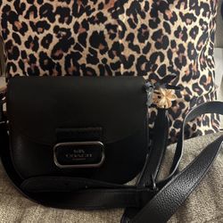 Coach black leather crossbody bag