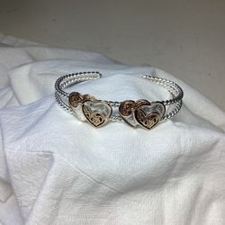 Vintage Montana Silversmiths Silver Tone Heart Bangle