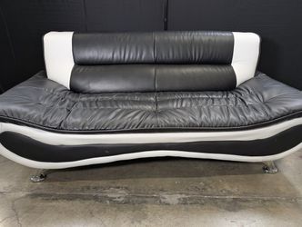 Contemporary Black and White Two-Tone Loveseat Sofa