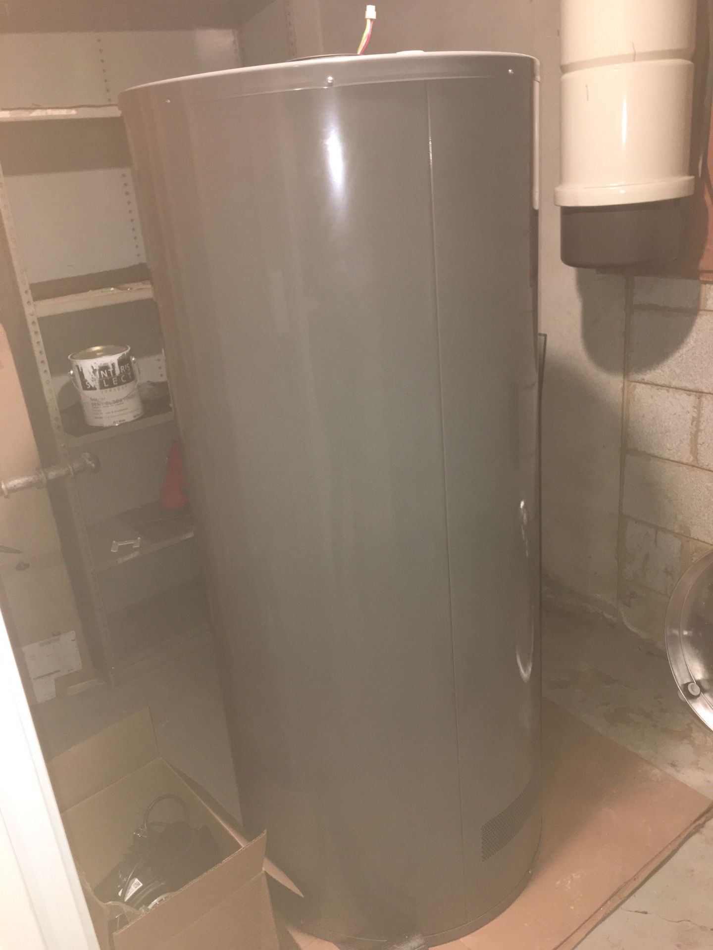 75 gallon gas hot water heater with electric fan ventilation system