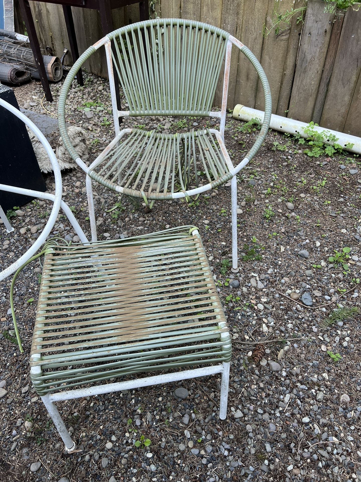 Vintage Ames Hoop Chairs (3) And (2) Footrests 