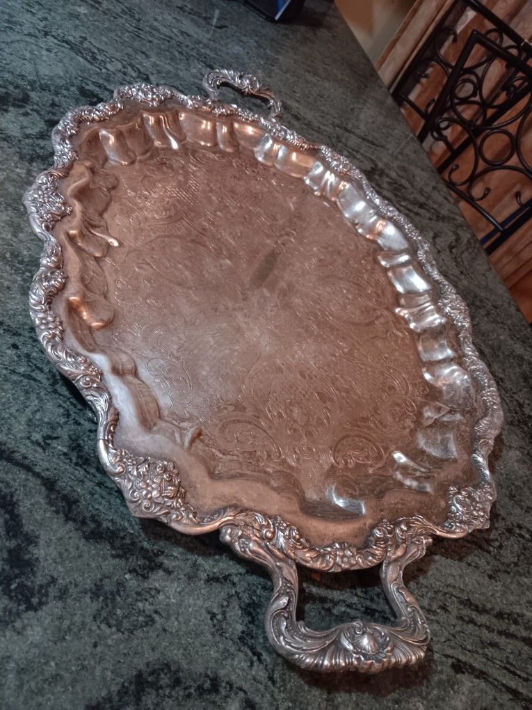 Late 1800s Victorian Silver Food Platter With Beautiful Details