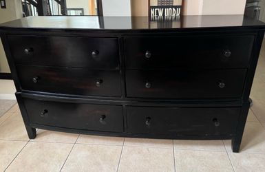 Dresser 6-Drawer Wood Curved Front