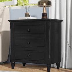 Assembled New Nightstands with 3 Drawers for Bedroom, Modern Wood Bedside End Table
