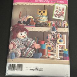 Simplicity Pattern #2708  Yo Yo Toys Doll-22",Clown-14",Owl-11",Dog-16"   UNCUT