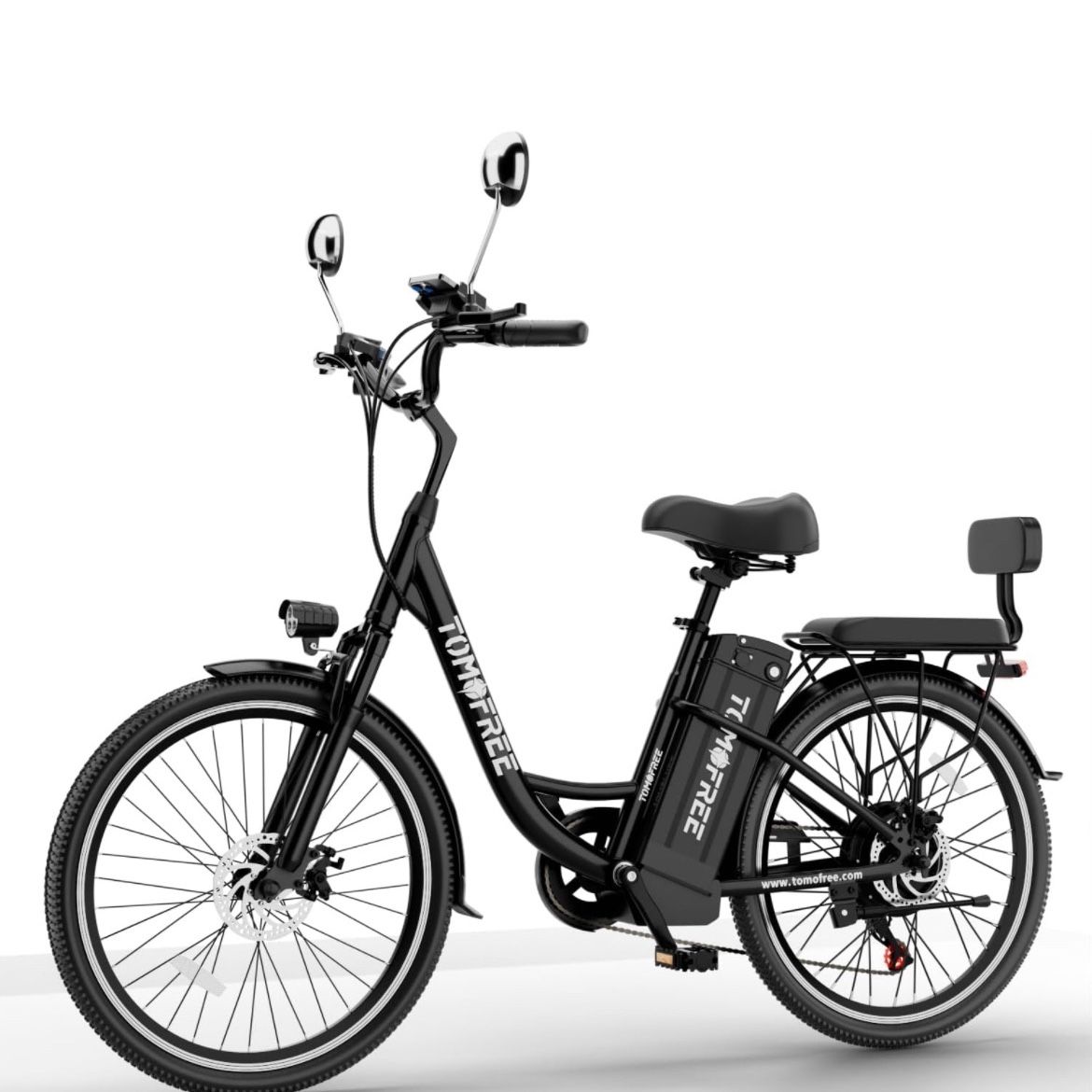 Ebike for Adults 500W 48V 20Ah, Shi-Mano 7 Gears, 50 Miles, 24in Beach Cruiser Ebike for Women&Man, Cityscape Electric Bike, 22MPH White/Black 2 Seate