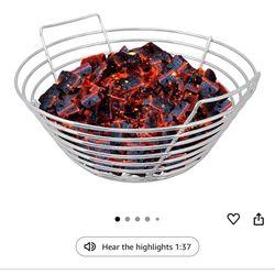 Basket Stainless Steel Charcoal Ash Basket, Fits Big Green Egg Grill, Large