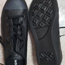 Brand New Black Leather Converse 