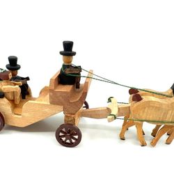 Vintage Mini GDR Wooden Wedding Horse Drawn Carriage c1950s  Erzgebirge Vtg