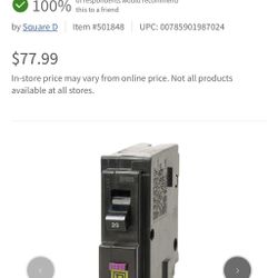 Square D Homeline 20A Single-Pole CAFCI Plug-On Neutral Dual Function Circuit Breaker