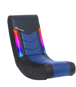 X Rocker Solo Floor Rocker Gaming Chair With RGB Lighting - Blue