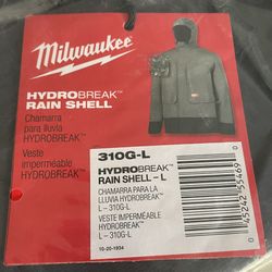 1 New Milwaukee Men's Large Gray HYDROBREAK Layer Rain Shell Jacket - 310G-L