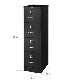Hirsh 22-inch Deep 4-Drawer, Letter-Size Vertical File Cabinet, Black