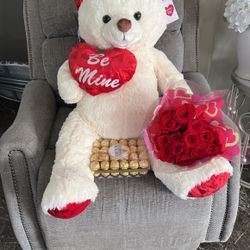 Oso De Peluche Grande Una Docena De Rosas Y 48 Chocolates 