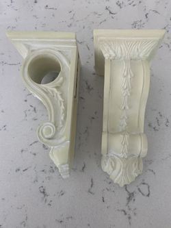 Corbel curtain rod holders off- white with pole 84 inch and 48inch