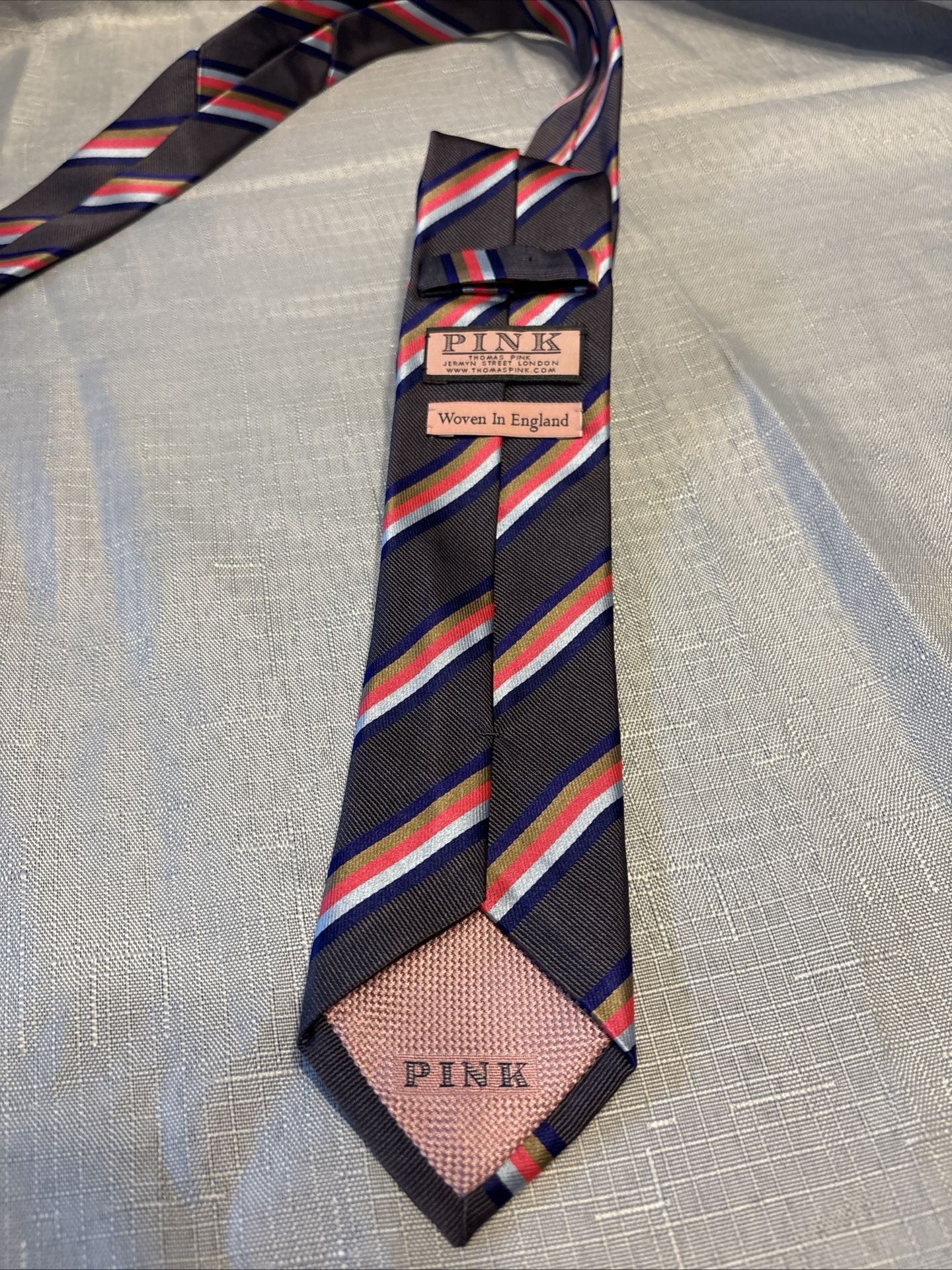 PINK (Thomas Pink) Woven In England Striped Tie