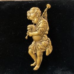 Vintage Gold Tone Angel Playing The Flute Brooch(MFA)