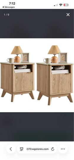 Fluted Nightstands with Charging Station