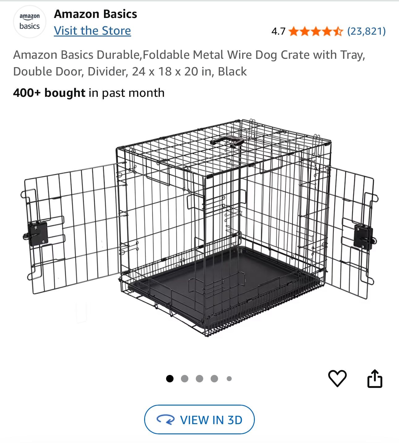 Foldable metal Dog Crate With Tray