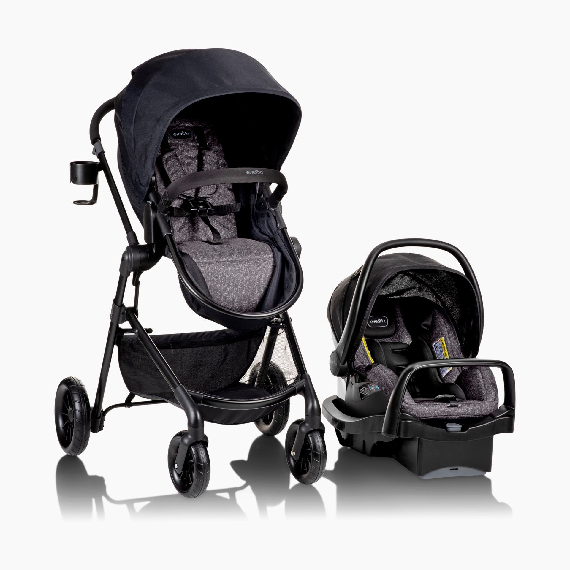 Evenflo Pivot Car seat, Bassinet Stroller Combo