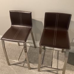 2 X Leather Bar Stools From Kasala
