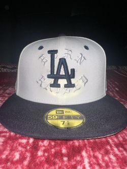 BORN X RAISED EXCLUSIVE LOS ANGELES DODGERS FITTED HAT LA 60TH PATCH WHITE 7 1/4