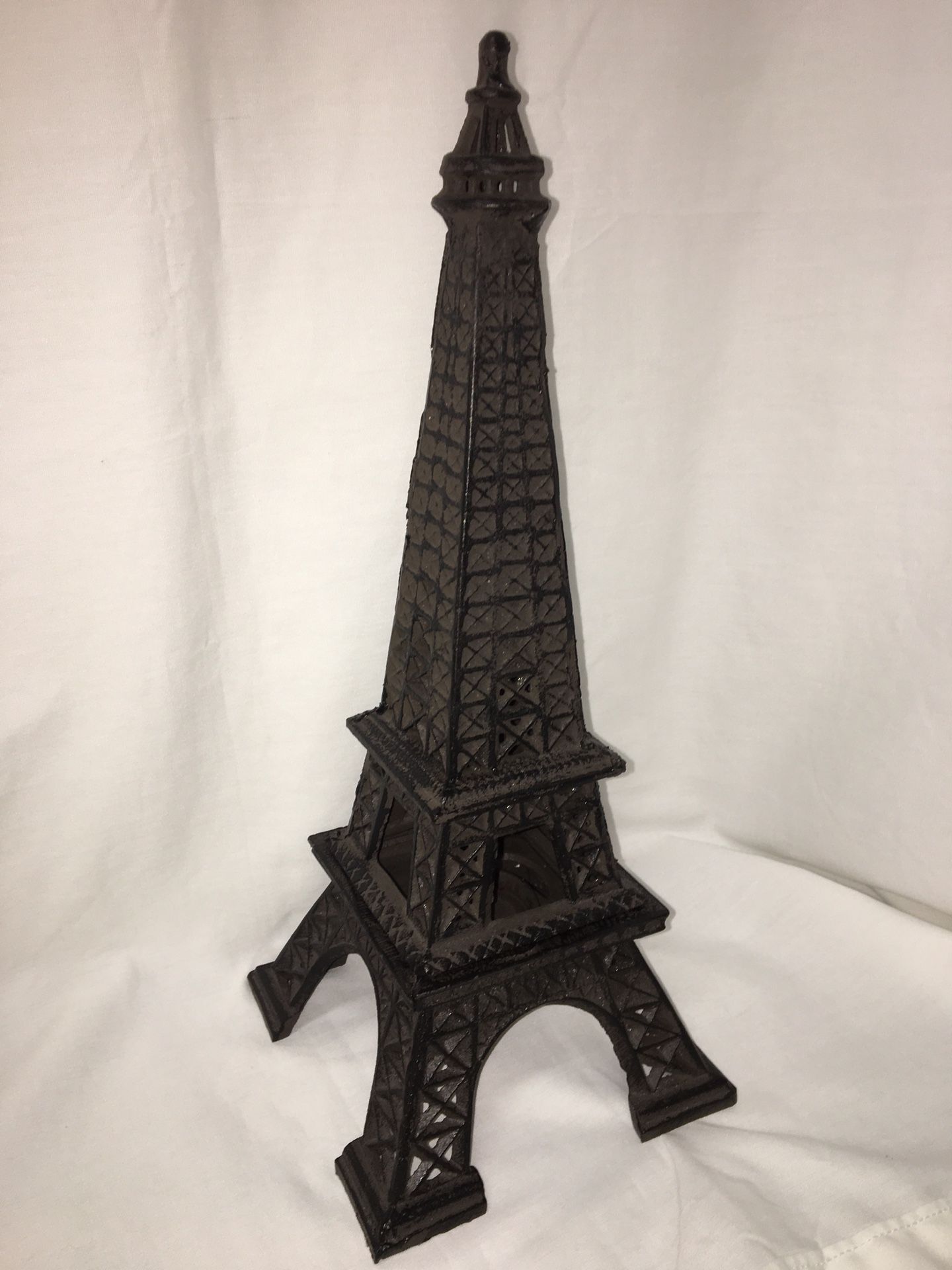 Black cast iron Paris France Eiffel Tower candle holder for Sale in El