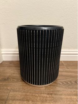 UGG ceramic black/ivory pin stripe waste bin