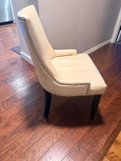 Set of six Cream Faux Leather chairs