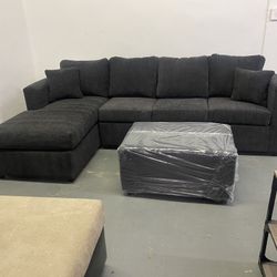 Dark Grey Sectional With Ottoman ‼️take It Home With $39 Easy Approval ‼️