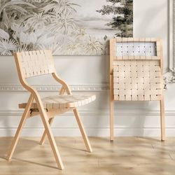 New Wooden Folding Chairs Set of 4,  With Woven Design