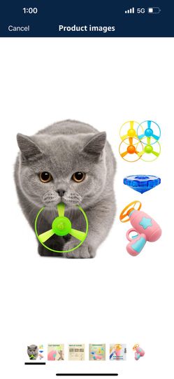 Cat Fetch Toy, Interactive Cat Flying Disc Toy with 1 Light Up Spinning Tops, 1 LED Flying Propeller