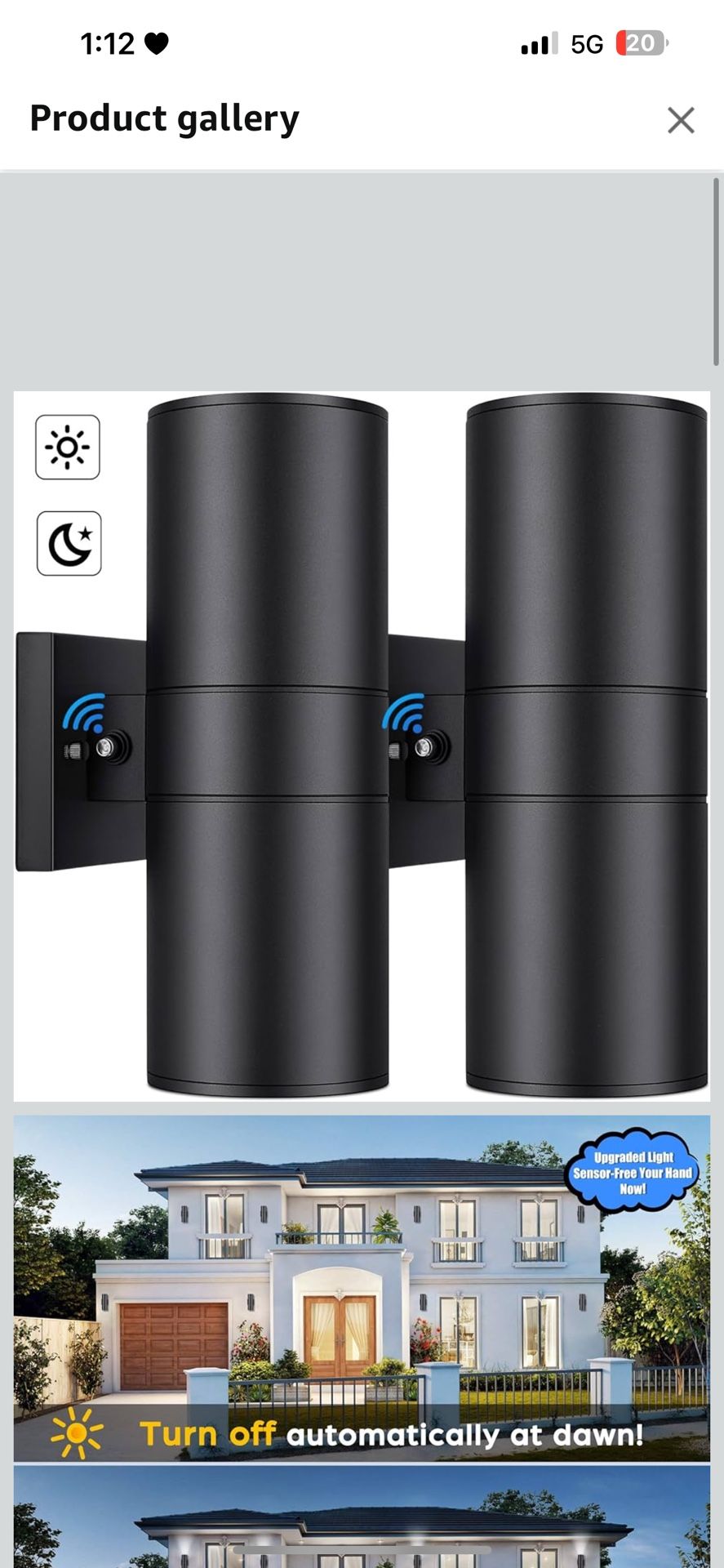 Modern Outdoor Wall Light with Dusk to Dawn Sensor