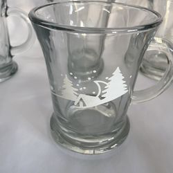 William-Sonoma Snowy Village glass mugs (set of 4)