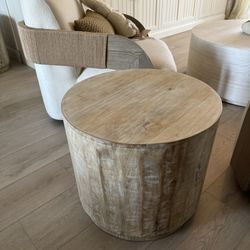 Round end table night stand wood