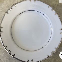 Set Of 12  Fashion Manor Fine China Platinum Herald  Salad 7 1/2 “ Plates Japan Vintage