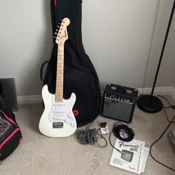 ((STILL AVAILABLE)) White Fender Mini Squier Stratocaster + AMP + More!!