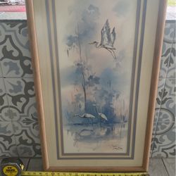 Joni Van Kley Watercolor Art Cranes In Habitat